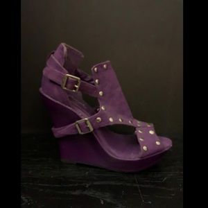 Purple Suede Wedge Heels